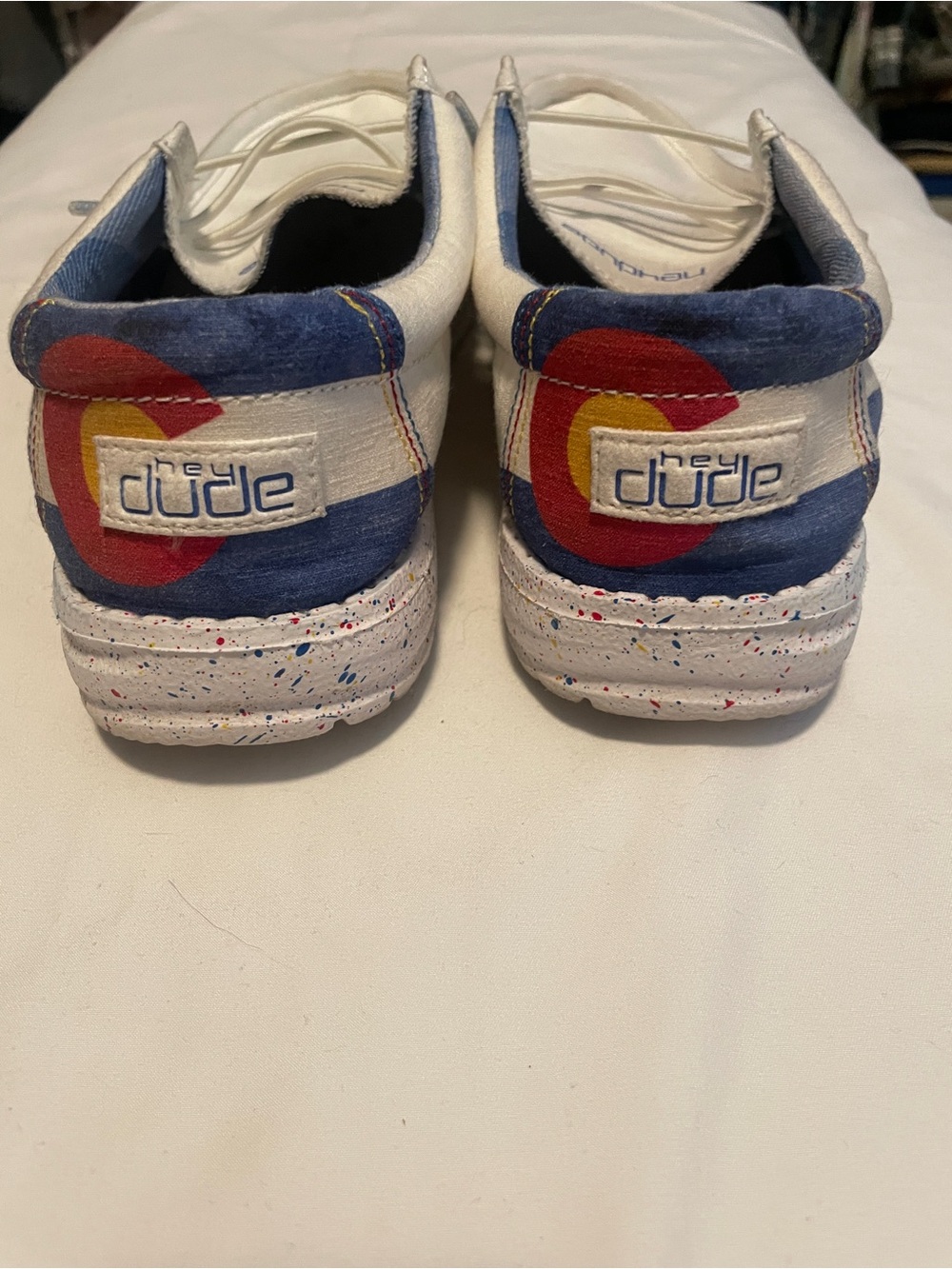 Hey Dude Kids Colorado theme Sneakers White with Blue, Red & Yellow